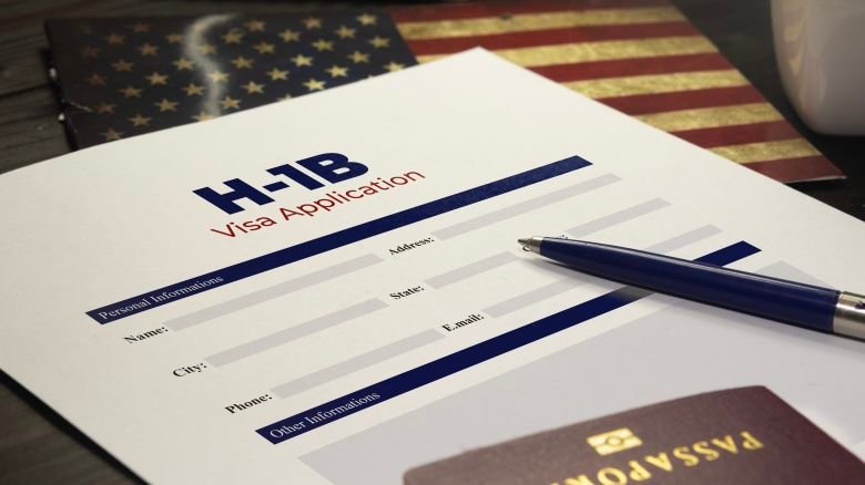 H-1b visa application concept: USA H-1B visa application on a table with a passport